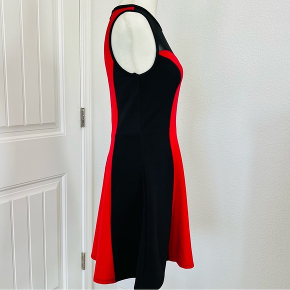 Material Girl Red & Black Color Block Fit & Flare A-line Cocktail Party Dress - Picture 6 of 7